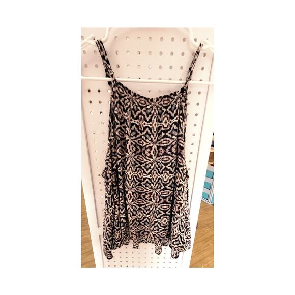 AEROPOSTALE Y2K Womens Tank Spaghetti Strap Top Sz L Swing Hippie Boho Navy Tan - Picture 3 of 8